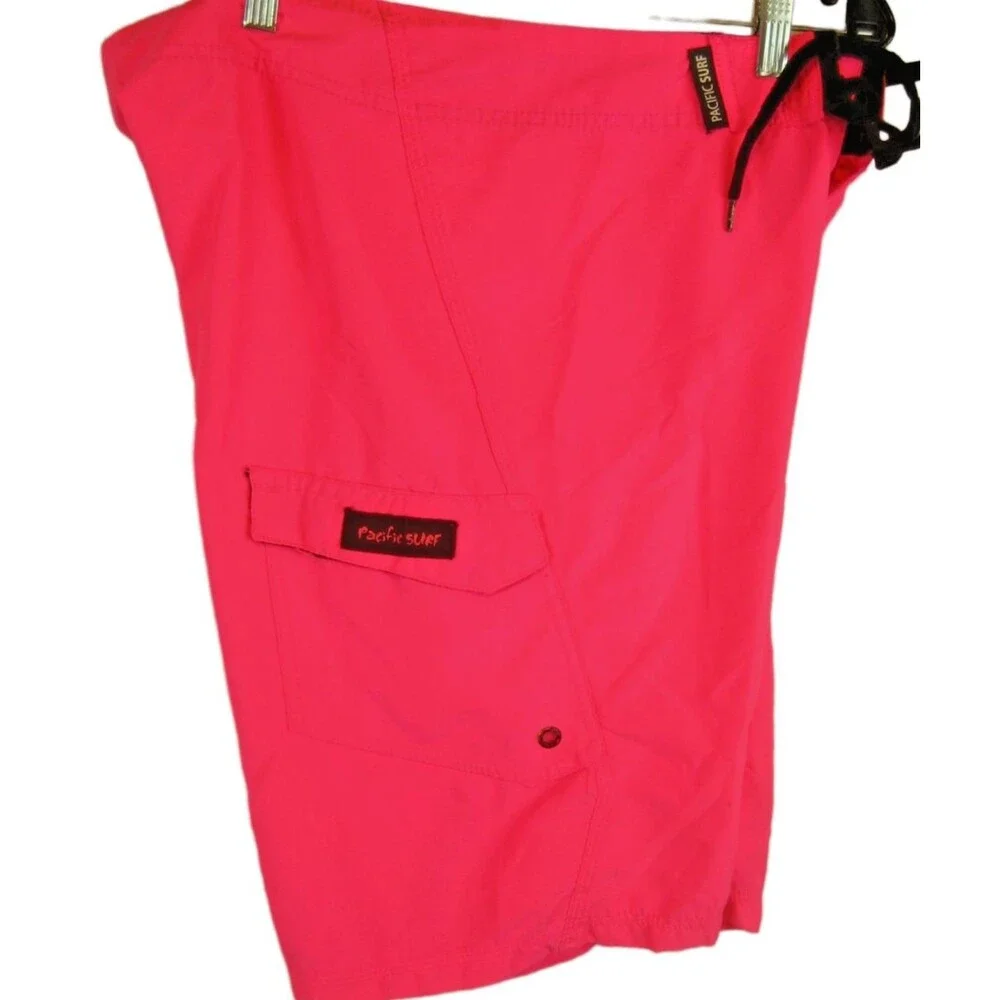 Mens Pacific Surf Neon Pink Unlined Board Shorts sz Lx10